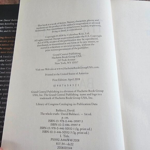 David Baldacci "The Whole Truth" 1st Edition Hardcover Thriller Novel - Picture 4 of 9